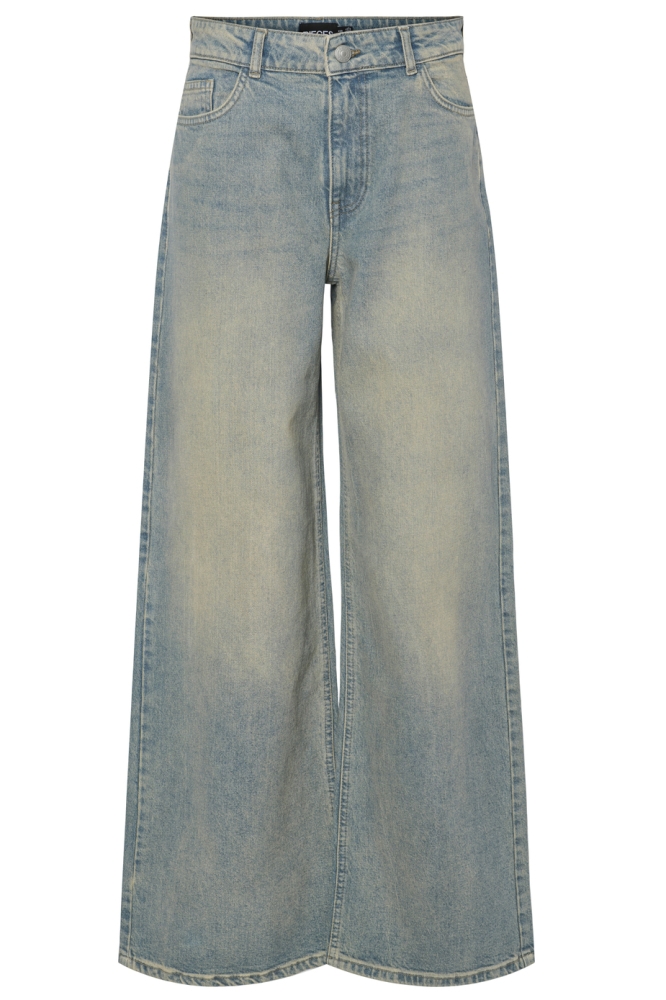PCSELMA MW WIDE DENIM JEANS 17157434 Medium Blue Den/BROWN WASH